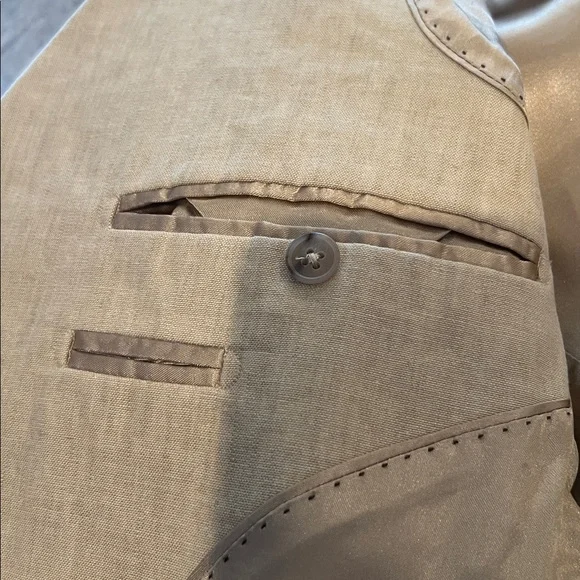 Banana Republic Men's Tan Linen-Blend Blazer - Single-Breasted Jacket 46 R - Picture 9 of 10
